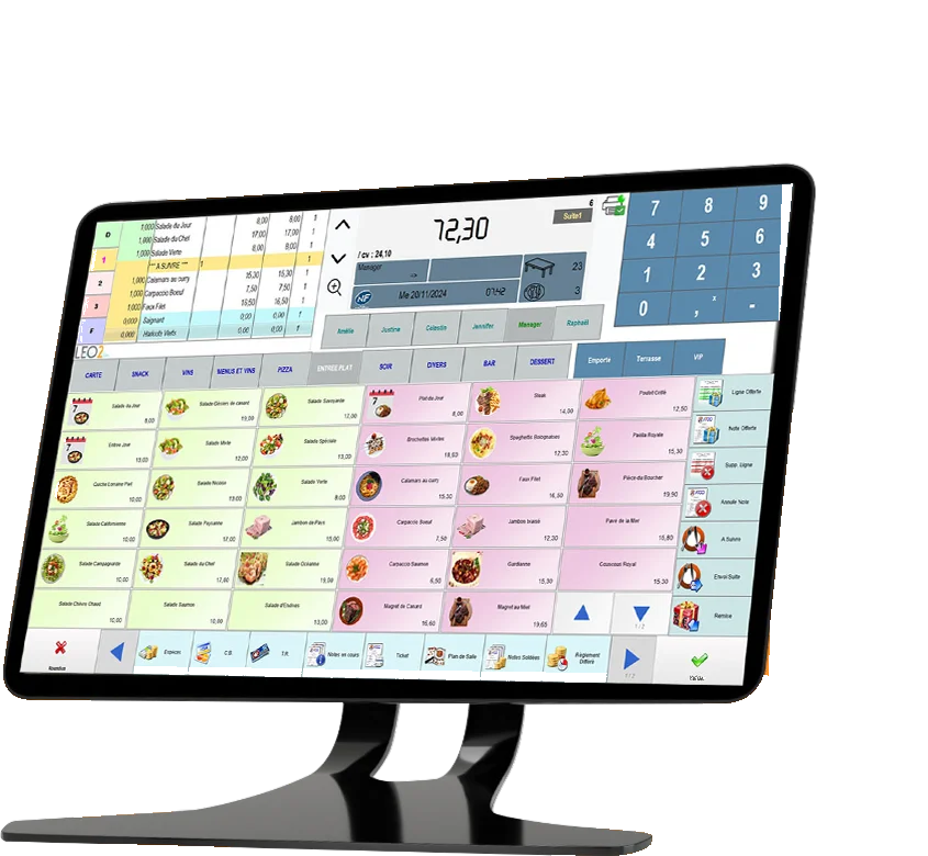 Écran de caisse tactile avec le logiciel Léo2